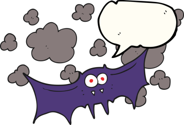 Bir insan tarafından çizilmiş serbest konuşma balonu karikatürü vampir yarasa resmi