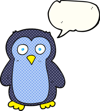 Bir insan tarafından çizilmiş serbest çizilmiş çizgi roman konuşma balonu pengueni.