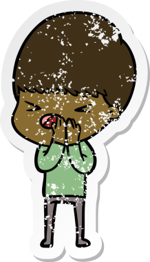 Bir insan tarafından çizilmiş stresli bir çizgi film çıkartması.