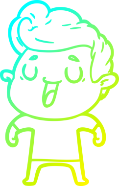 Bir insan tarafından çizilmiş mutlu bir çizgi film karakteri çizimi.