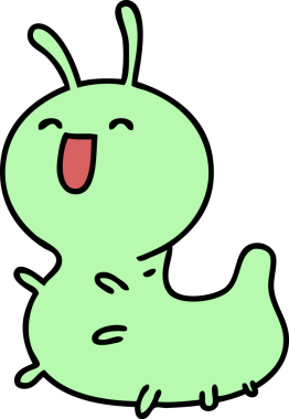 Bir insan tarafından çizilmiş şirin bir böcek karikatürü.