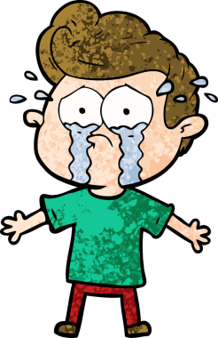 Bir insan tarafından çizilmiş ağlayan bir karikatür.