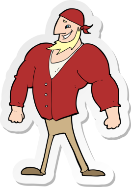 Bir insan tarafından çizilmiş bir karikatür erkek denizci çıkartması.