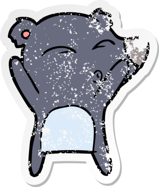 Bir insan tarafından çizilmiş ıslık çalan bir ayının sıkıntılı çıkartması.