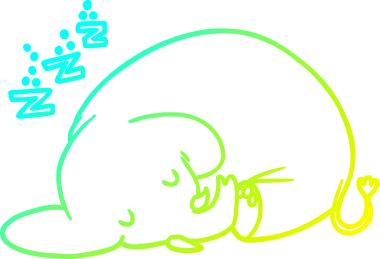 Bir insan tarafından çizilmiş uyuyan bir filin soğuk eğimli çizgisi.