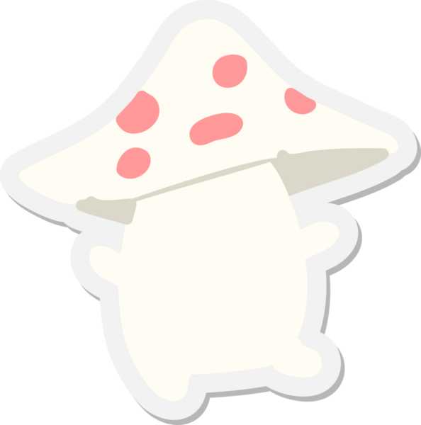 Bir insan tarafından çizilmiş küçük mantar çıkartması.