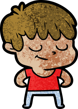 Bir insan tarafından çizilmiş mutlu çocuk çizgi filmi.