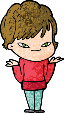 Bir insan tarafından çizilmiş mutlu bir kadın.