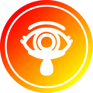 Mistik göz yaşları içinde, bir insan tarafından çizilmiş, sıcak eğimli, dairesel kan simgesi.