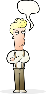 Bir insan tarafından çizilmiş konuşma baloncuğu olan etkilenmemiş bir adam çizgi filmi.