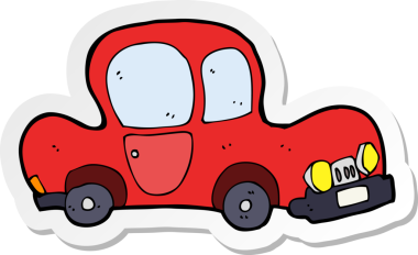 Bir insan tarafından çizilmiş bir çizgi film arabasının çıkartması.