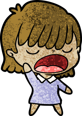 Çizgi filmdeki kadın bir insan tarafından yüksek sesle çizilmiş.