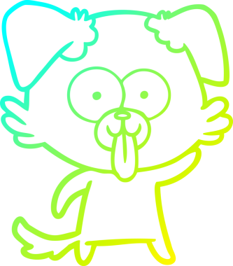 Bir insan tarafından çizilmiş dilli çizgi film köpeği çizimi.