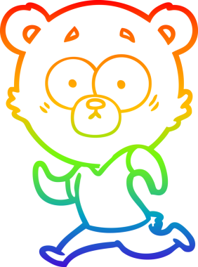 gökkuşağı gradyan çizimi şaşırmış bir kutup ayısı karikatürü bir insan tarafından çizildi