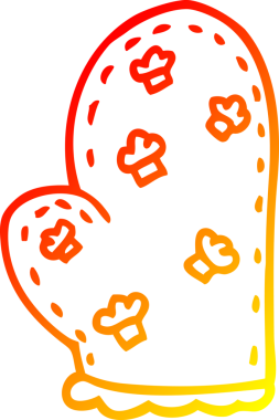 Bir insan tarafından çizilmiş fırın eldiveninin sıcak çizgi çizimi