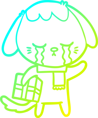 Bir insan tarafından çizilmiş ağlayan bir köpeğin soğuk gradyan çizimi