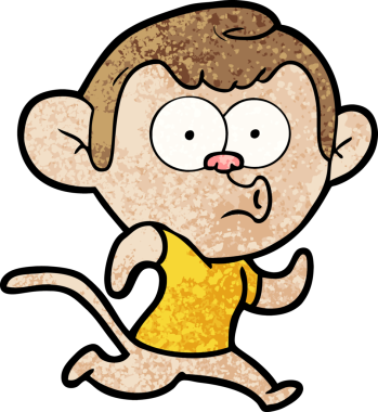 Bir insan tarafından çizilmiş korna çalan maymun.