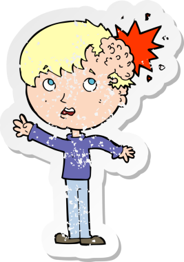 Bir insan tarafından çizilmiş yaralı bir çizgi filmin gerilimli çıkartması.