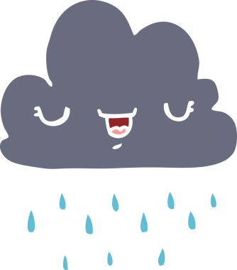 Bir insan tarafından çizilmiş düz renk çizgi film fırtına bulutu