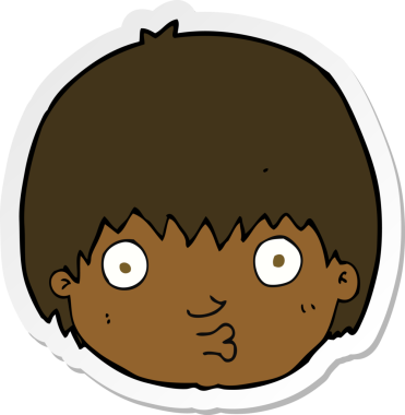 Bir insan tarafından çizilmiş meraklı bir çocuğun çıkartması.