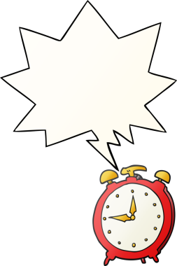 bir insan tarafından çizilmiş dil baloncuklu çizgi film alarm saati