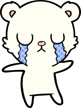 Bir insan tarafından çizilmiş ağlayan kutup ayısı çizgi filmi.