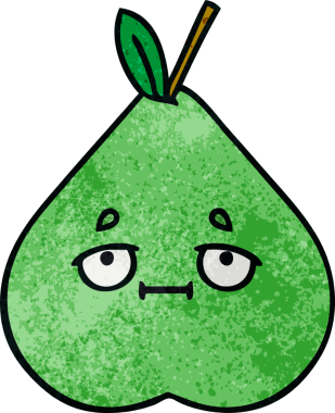 Bir insan tarafından çizilmiş yeşil armut retro grunge desen karikatürü