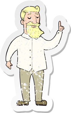 Çizgi film sakallı bir adamın insan tarafından çizilmiş bir fikri var.