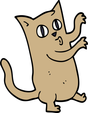 Bir insan tarafından çizilmiş karikatür dans eden kedi.