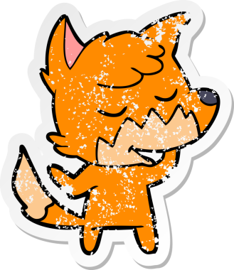 Bir insan tarafından çizilmiş dost canlısı bir tilkinin sıkıntılı çıkartması.