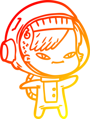 Bir insan tarafından çizilmiş bir astronot kadın çizgi çizimi.