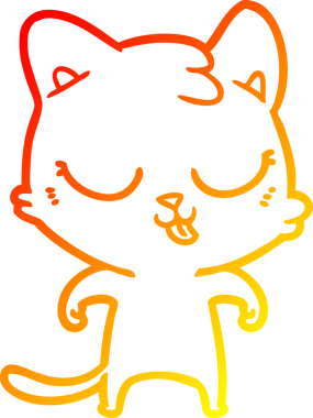 Bir insan tarafından çizilmiş çizgi film kedisinin sıcak çizgi çizimi