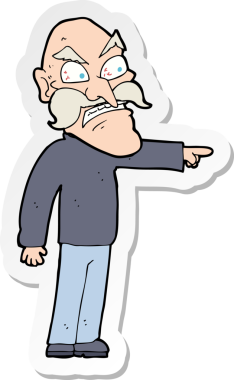 Bir insan tarafından çizilmiş öfkeli yaşlı bir adamın çıkartması.