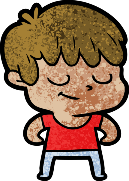 Bir insan tarafından çizilmiş mutlu çocuk çizgi filmi.