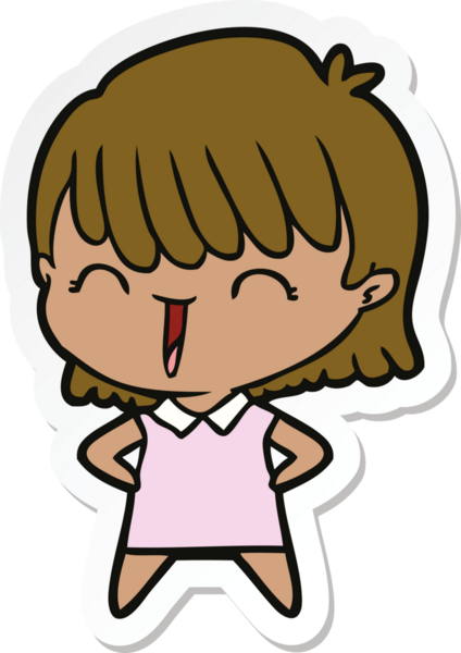 Bir insan tarafından çizilmiş bir karikatür kadının çıkartması.