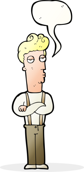 Bir insan tarafından çizilmiş konuşma baloncuğu olan etkilenmemiş bir adam çizgi filmi.