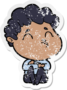 Bir insan tarafından çizilmiş karikatür adamın sıkıntılı çıkartması.