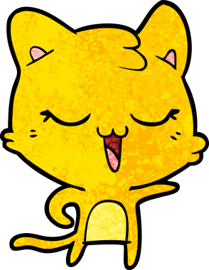 Bir insan tarafından çizilmiş mutlu çizgi film kedisi.