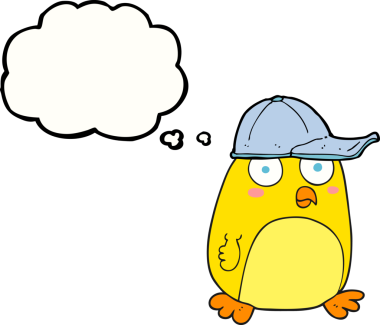 Bir insan tarafından çizilmiş serbest çizim balon karikatür kuşu.