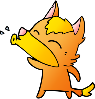 Bir insan tarafından çizilmiş tilki çizgi film karakteri