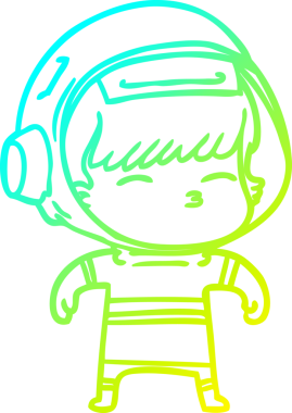 Bir insan tarafından çizilmiş soğuk gradyan çizgi çizimi meraklı bir astronot.