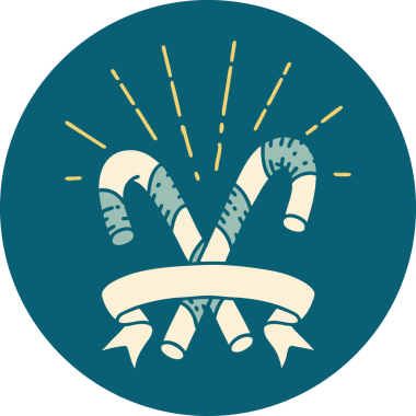 Bir insan tarafından çizilmiş dövme stili şeker kamışlarının simgesi