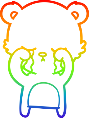 Bir insan tarafından çizilmiş ağlayan çizgi film ayısının çizimi.