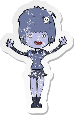 Bir insan tarafından çizilmiş vampir bir kızın gerilimli çıkartması.