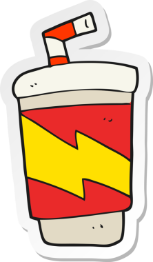 Bir insan tarafından çizilmiş karikatür soda etiketi.