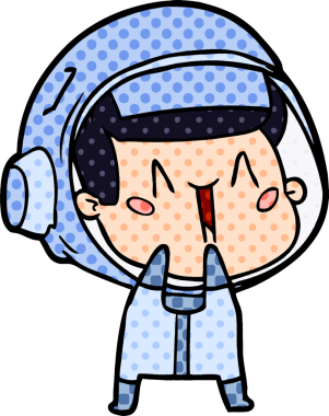 Bir insan tarafından çizilmiş mutlu astronot çizgi filmi.