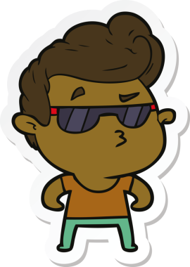 Bir insan tarafından çizilmiş havalı bir adamın çıkartması.