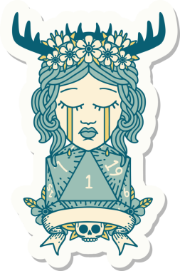 Bir insan tarafından çizilmiş doğal bir rulo ile ağlayan bir insan rahibin çıkartması.