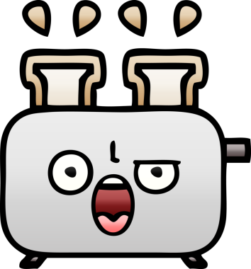 Bir insan tarafından çizilmiş tost makinesinin gölgelenmiş karikatürü.