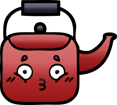 Bir insan tarafından çizilmiş gölgeli bir çaydanlık karikatürü